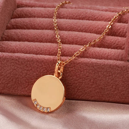 ROUND DISC ZIRCON PENDANT NECKLACE