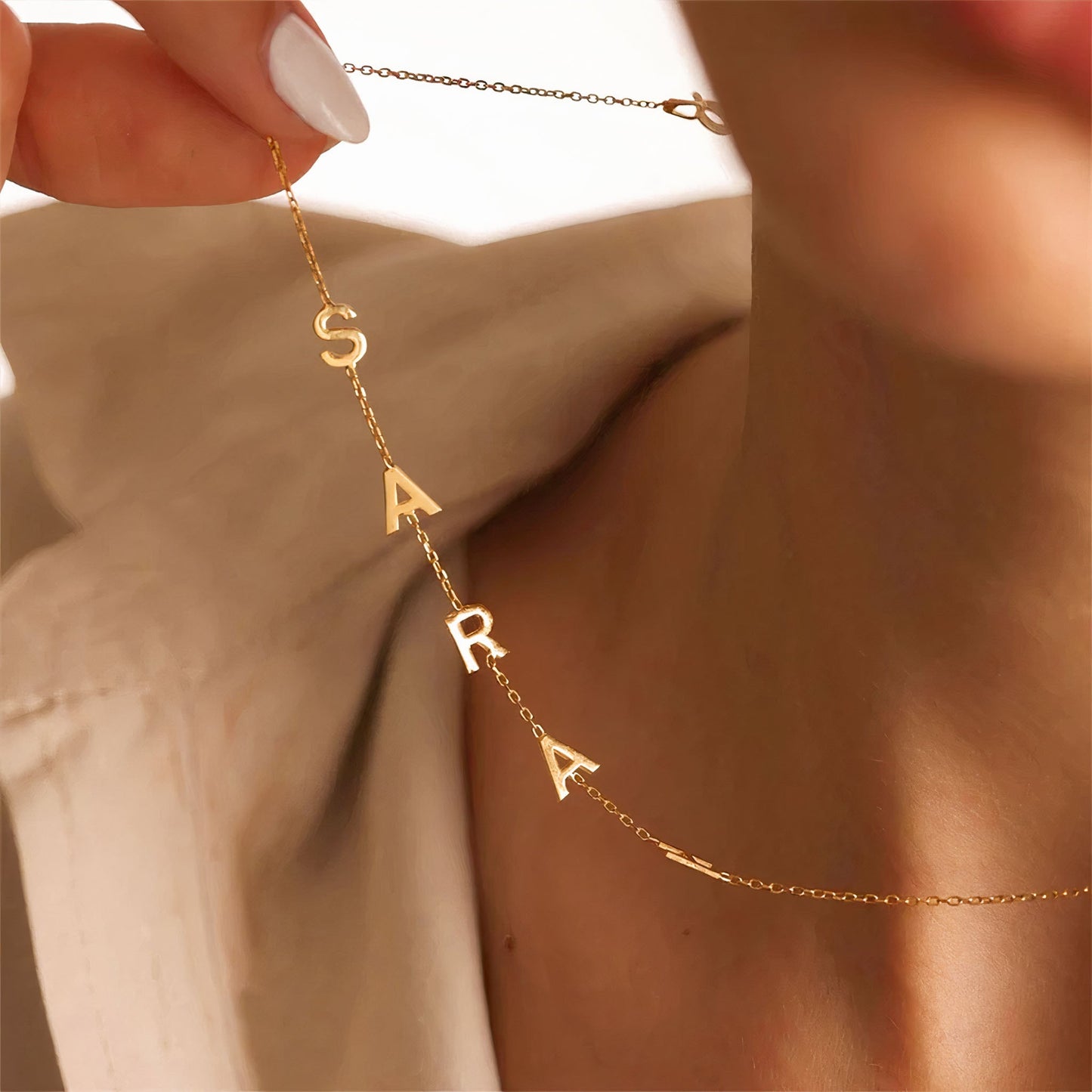 CUTE SIDEWAYS INITIAL LETTER NECKLACE