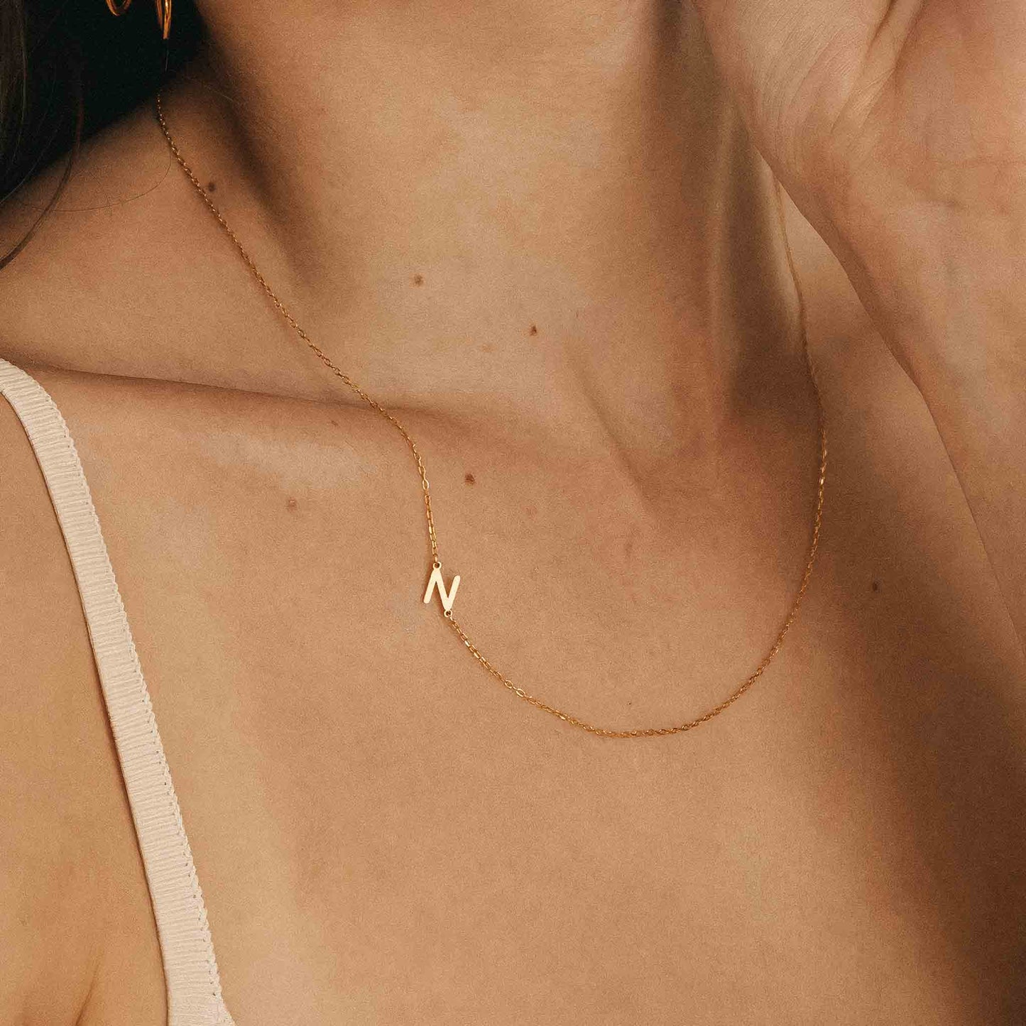 CUTE SIDEWAYS INITIAL LETTER NECKLACE