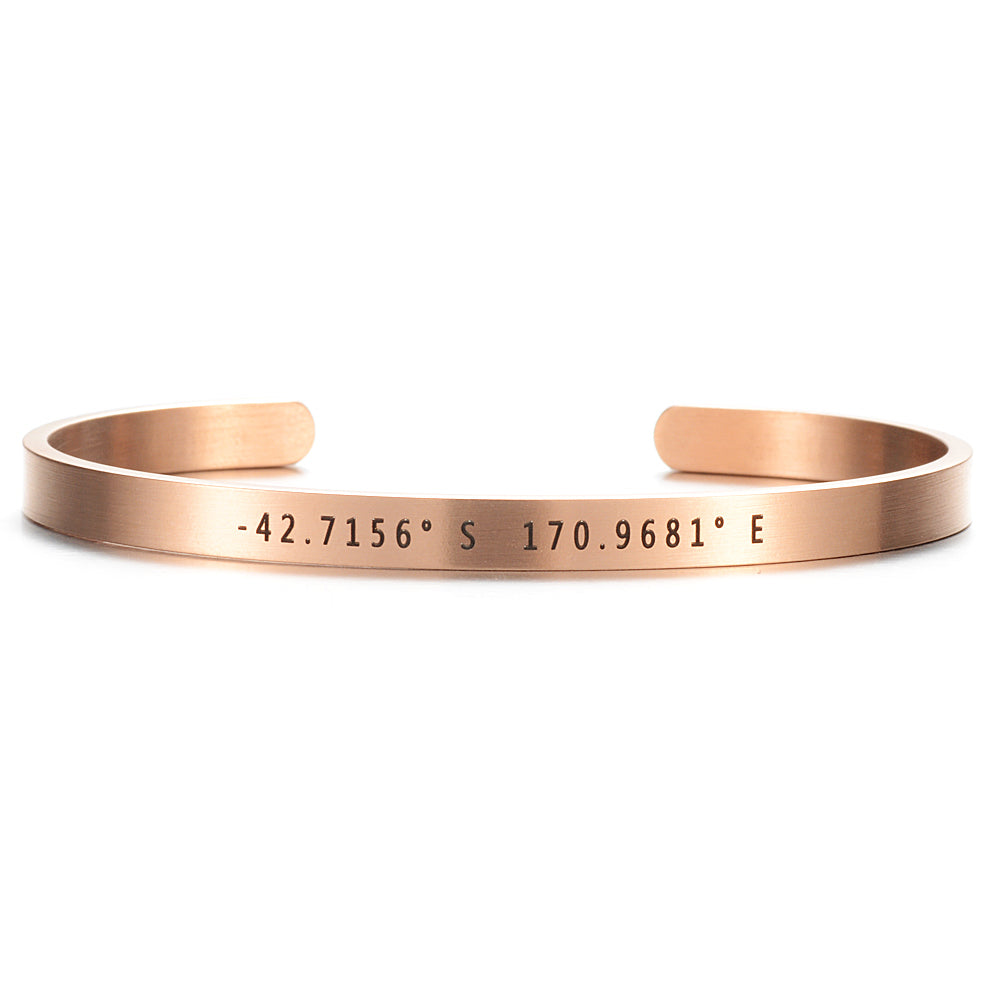 Custom Coordinates Cuff Bangle - Longitude Latitude Bangle - Location Gift high quality - Copper Bangle