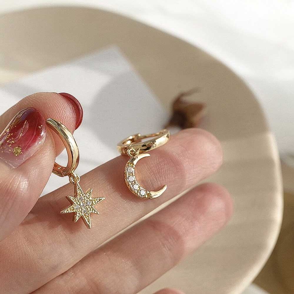 Moon & star rings hoop earrings deals