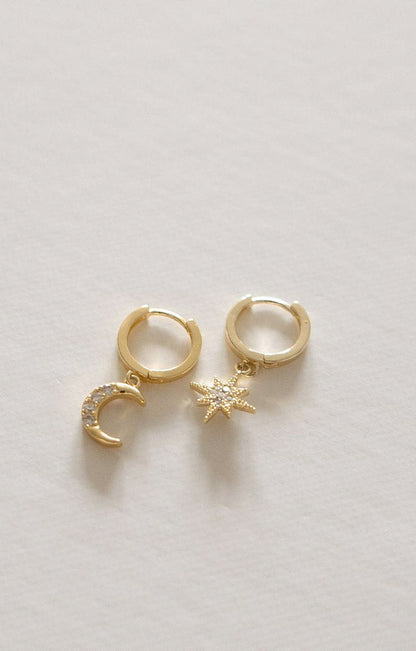 MOON AND STAR HOOP EARRINGS