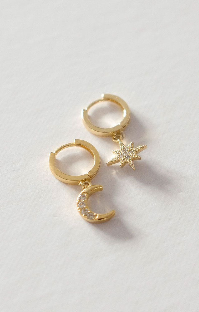 MOON AND STAR HOOP EARRINGS