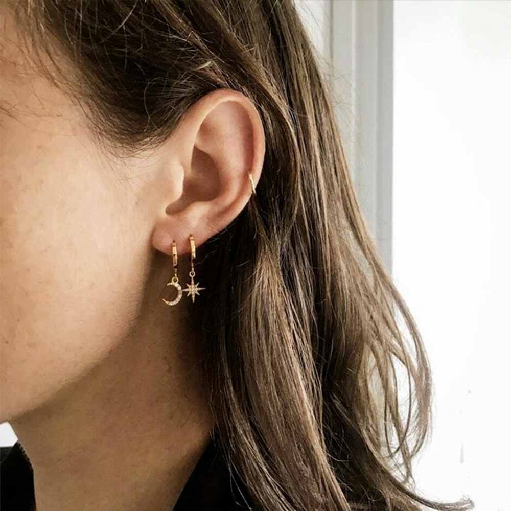 MOON AND STAR HOOP EARRINGS