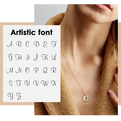 ARTISTIC SCRIPT INITIAL CHARM NECKLACE - Ora Gift