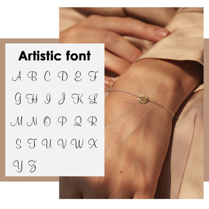 ARTISTIC SCRIPT INITIAL DISC BRACELET - Ora Gift