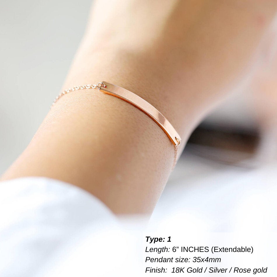 DAINTY ENGRAVABLE BAR BRACELET - Ora Gift