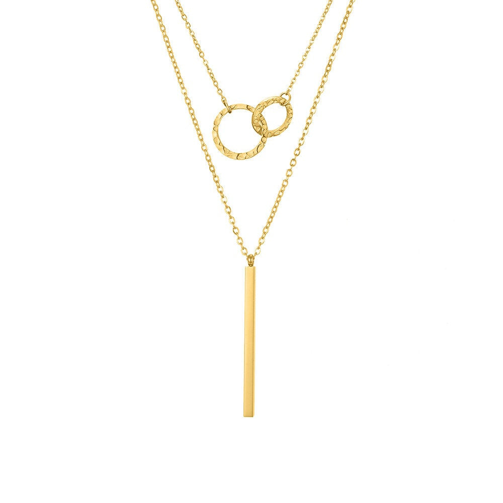 ELEGANT CIRCLES AND BAR LAYERED NECKLACE SET - Ora Gift