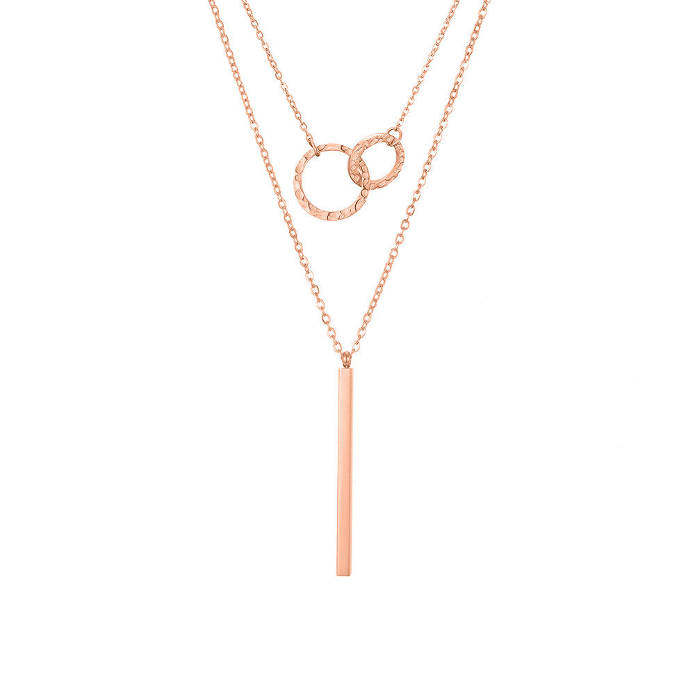 ELEGANT CIRCLES AND BAR LAYERED NECKLACE SET - Ora Gift