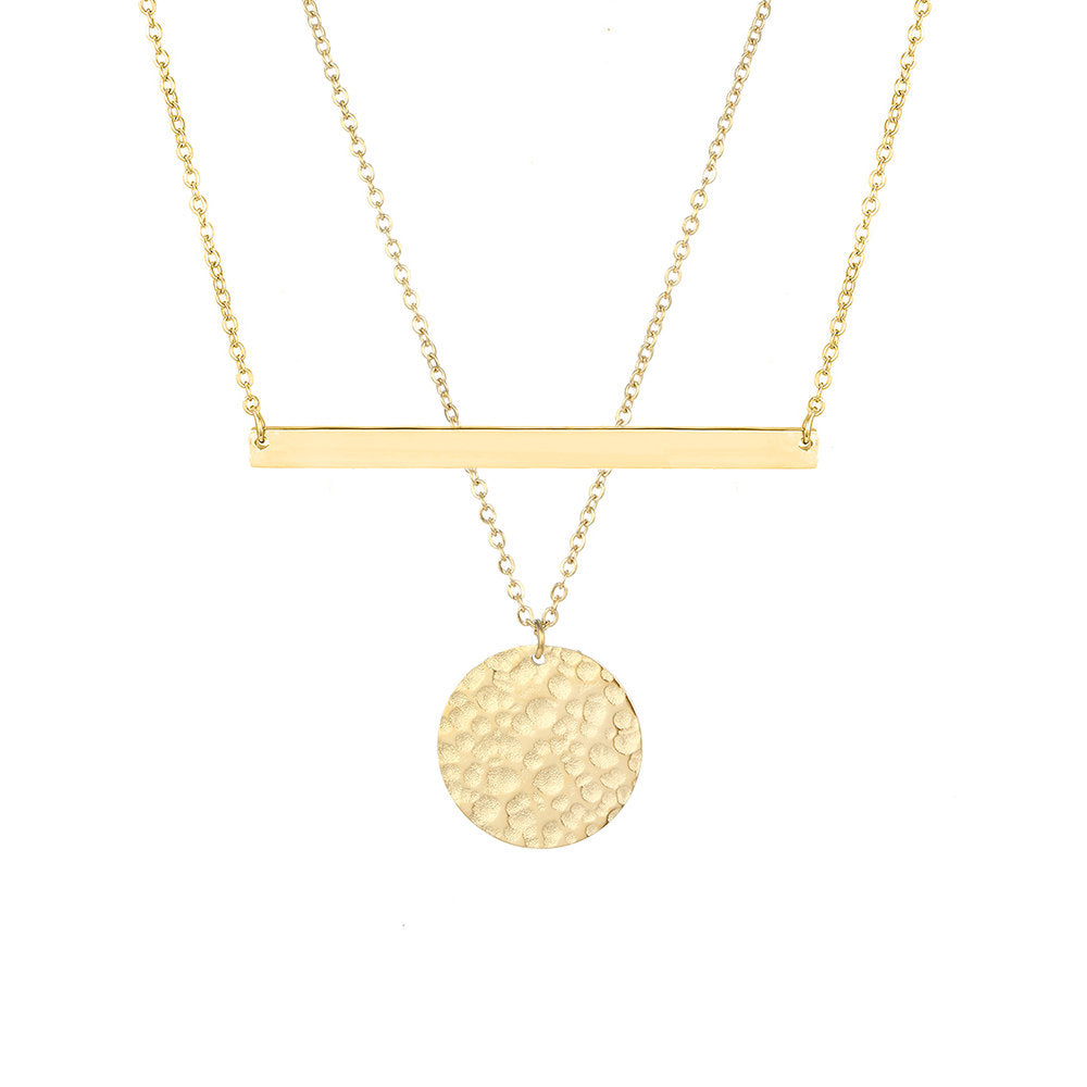 PRETTY SIMPLE BAR COIN LAYERED NECKLACE SET - Ora Gift