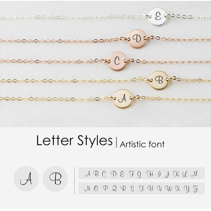 ARTISTIC SCRIPT INITIAL DISC BRACELET - Ora Gift