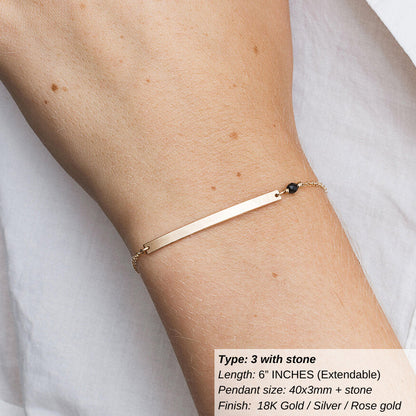 DAINTY ENGRAVABLE BAR BRACELET - Ora Gift