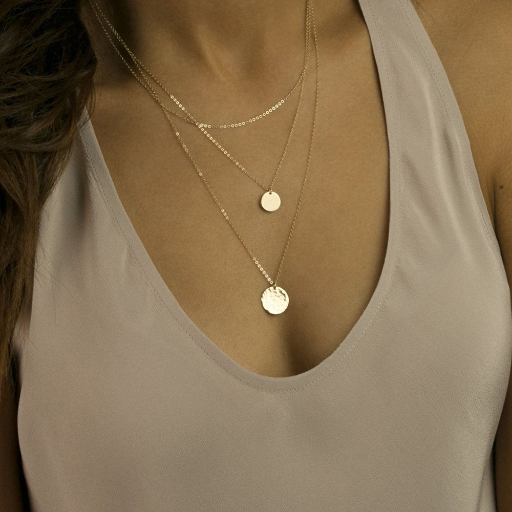 DELICATE CUSTOM DISCS LAYERED NECKLACE SET - Ora Gift