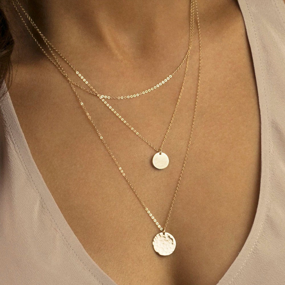 DELICATE CUSTOM DISCS LAYERED NECKLACE SET - Ora Gift