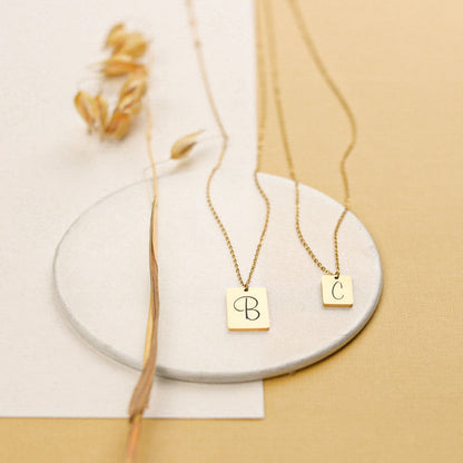 MINI RECTANGLE INITIAL NECKLACE