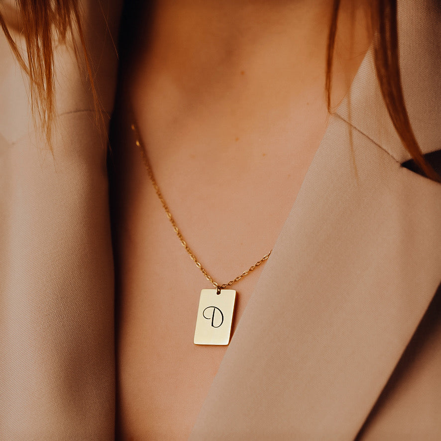 MINI RECTANGLE INITIAL NECKLACE