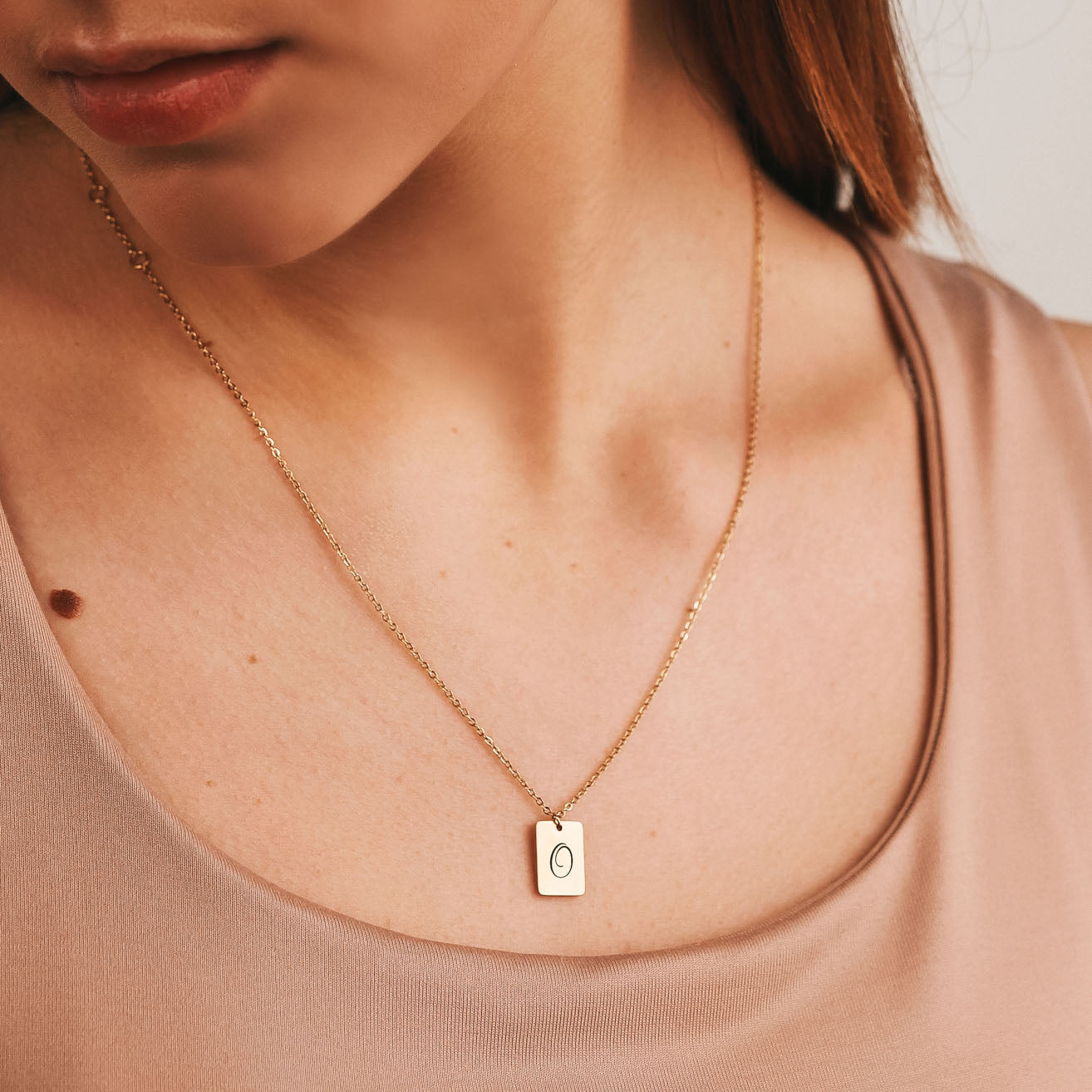 MINI RECTANGLE INITIAL NECKLACE