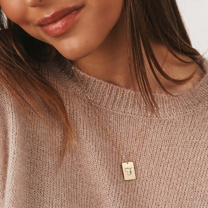 MINI RECTANGLE INITIAL NECKLACE