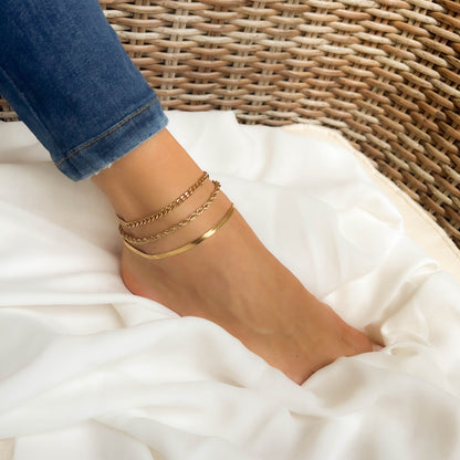 LAYERED CHAIN ANKLETS SET