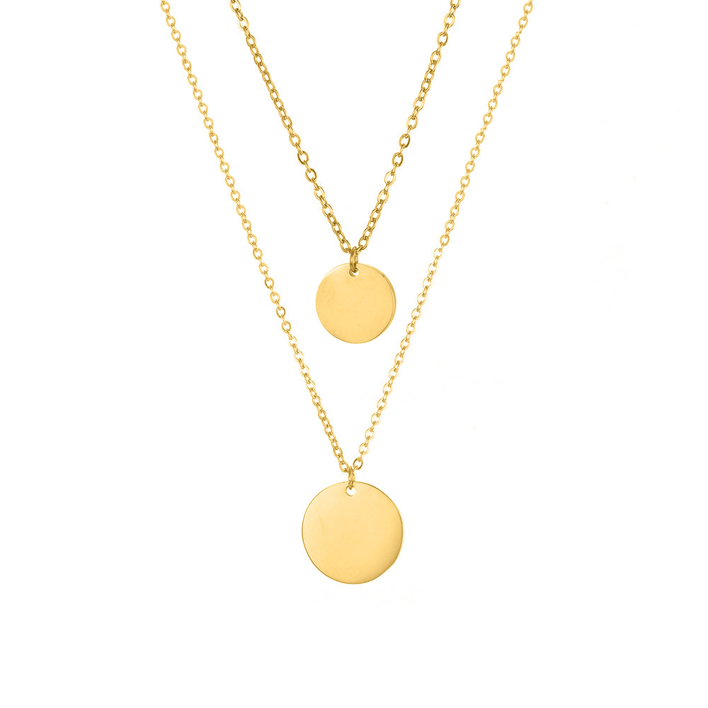 DOUBLE DISC LAYERED NECKLACE SET
