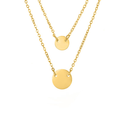 CUTE DOUBLE DISC LAYERED NECKLACE SET