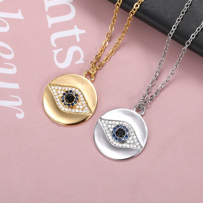 LUCKY EYE FATIMA NECKLACES EVIL EYE PENDANT NECKLACE STAINLESS STEEL CHAIN VINTAGE NECKLACE FOR WOMEN GIRLS JEWELRY GIFT