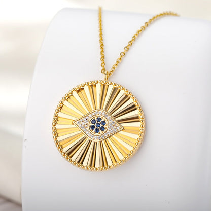 BLUE EVIL EYE PENDANT NECKLACE FOR WOMEN LUCKY ZIRCON ROUND GIRL SIMPLE CHAIN FEMALE DAILY MINIMALIST JEWELRY GIFTS