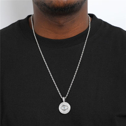 HIP HOP ICED OUT EVIL EYE AAA+ BLING CUBIC ZIRCONIA NECKLACES & PENDANTS FOR MEN WOMEN RAPPER JEWELRY WITH SOLID BACK