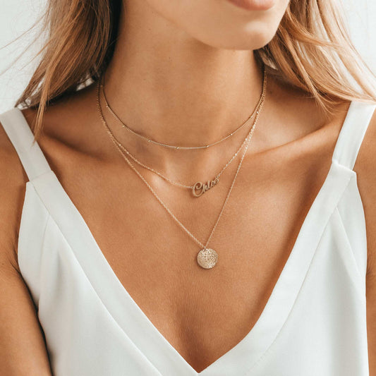 Engraved Mom Minimal Coin Necklace | Ora Gift Gold by Ora Gift