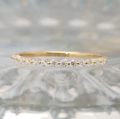 GOLD MOISSANITE DIAMOND WEDDING BAND ETERNITY ENGAGEMENT RING