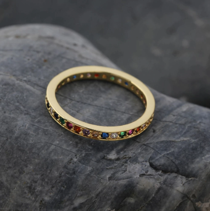 COLORFUL BIRTHSTONE ETERNITY BAND RING