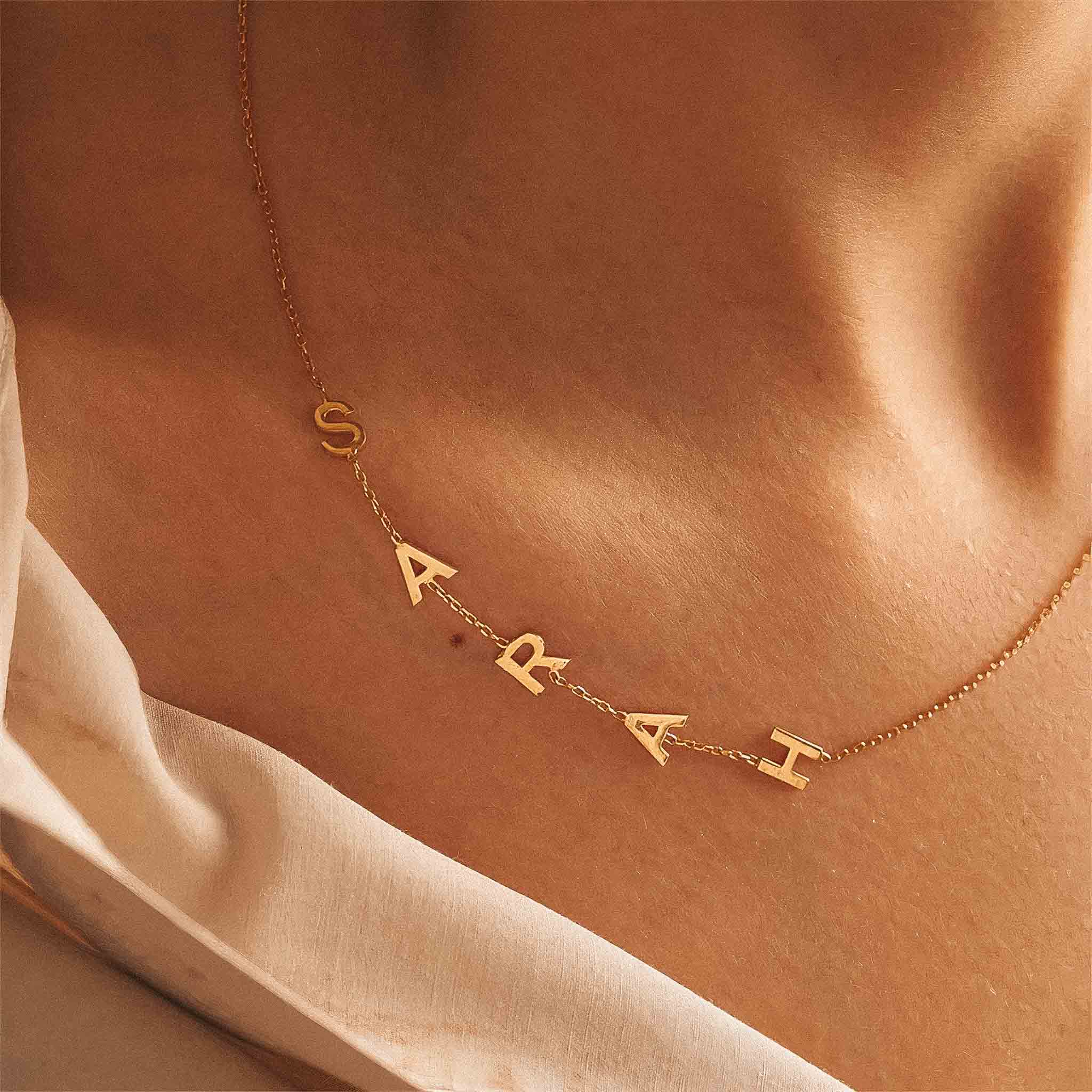 A-Z 14k Gold Sideways Initial Necklace-Large Sideways Necklace-Initial  Necklace | eBay