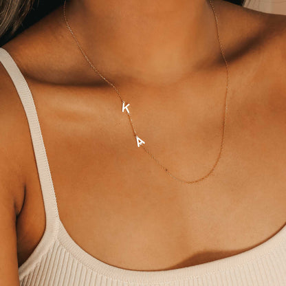 CUTE SIDEWAYS INITIAL LETTER NECKLACE