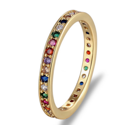 COLORFUL BIRTHSTONE ETERNITY BAND RING