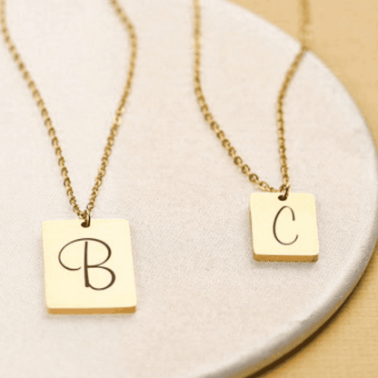 Artistic Script Initial Charm Necklace | Ora Gift Silver / Smooth by Ora Gift