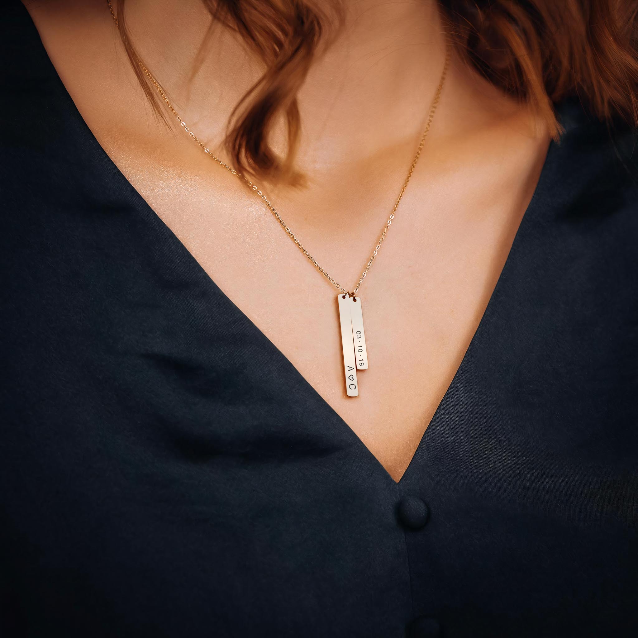 Beautiful Connection: Vertical Bar Necklaces Engraved with a Fingerpri –  LegacyTouch