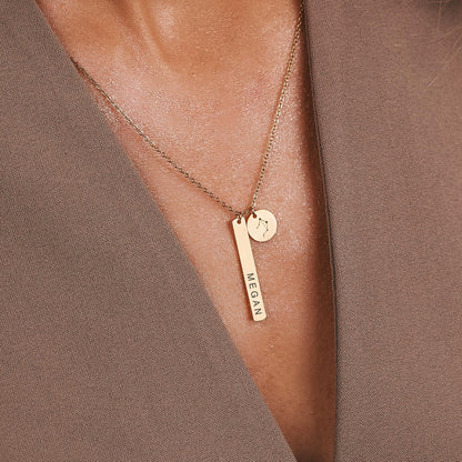 DAINTY BAR AND DISC NECKLACE