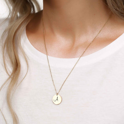 ELEGANT INITIAL LETTER COIN NECKLACE