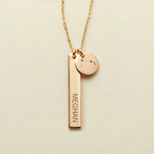 DAINTY BAR AND DISC NECKLACE