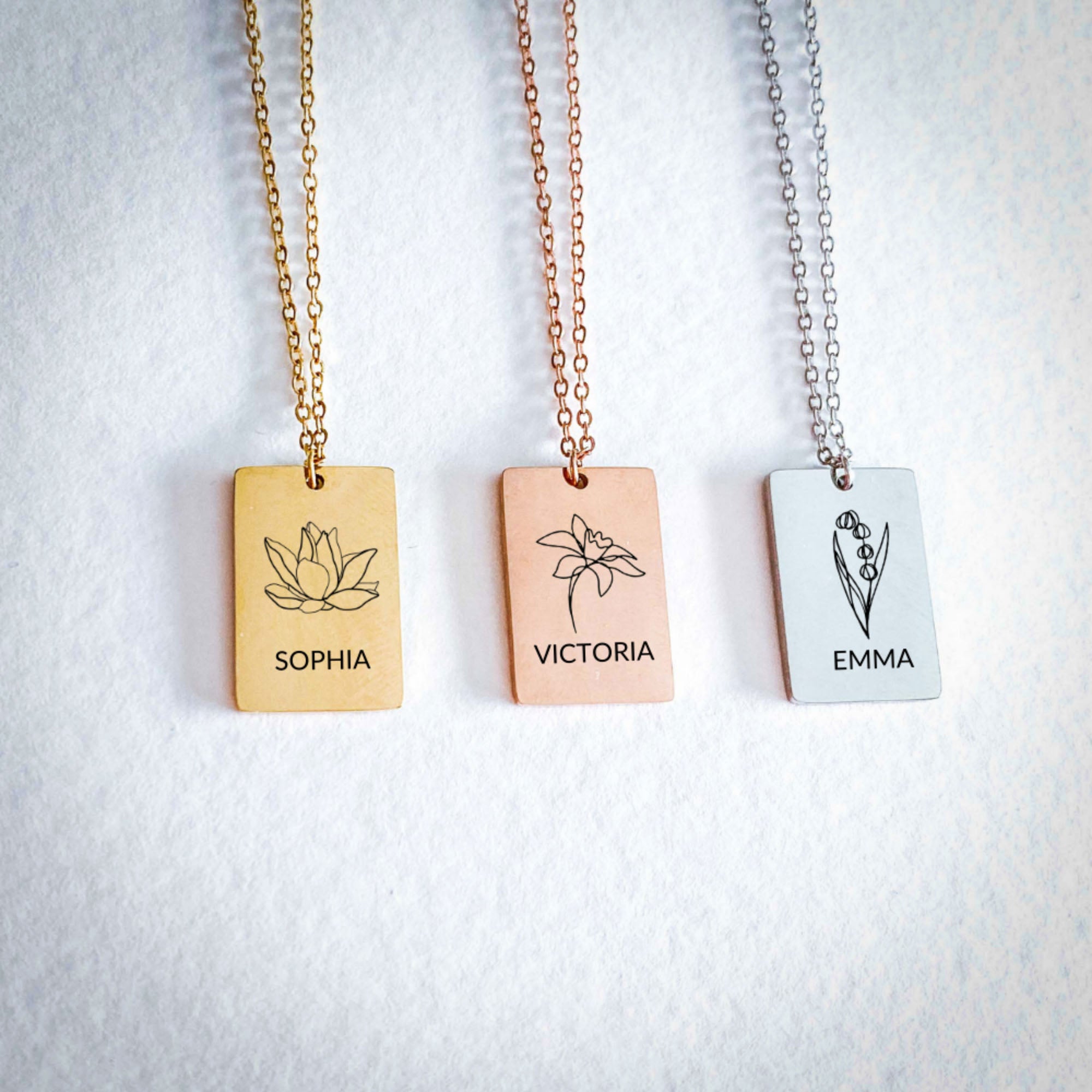 Necklace rectangle with on sale name