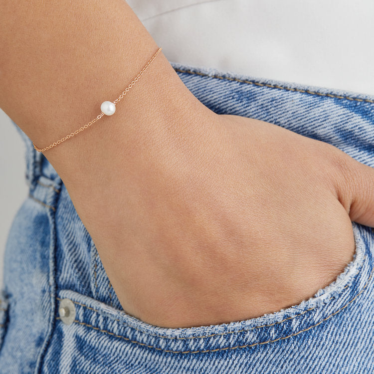 Buy Gold Bangle Bracelet, White Pearl Bracelet, Mothers Day Gift for Her  Simple Gold Bracelet, Pearl Jewelry, Gift for Wife Online in India - Etsy