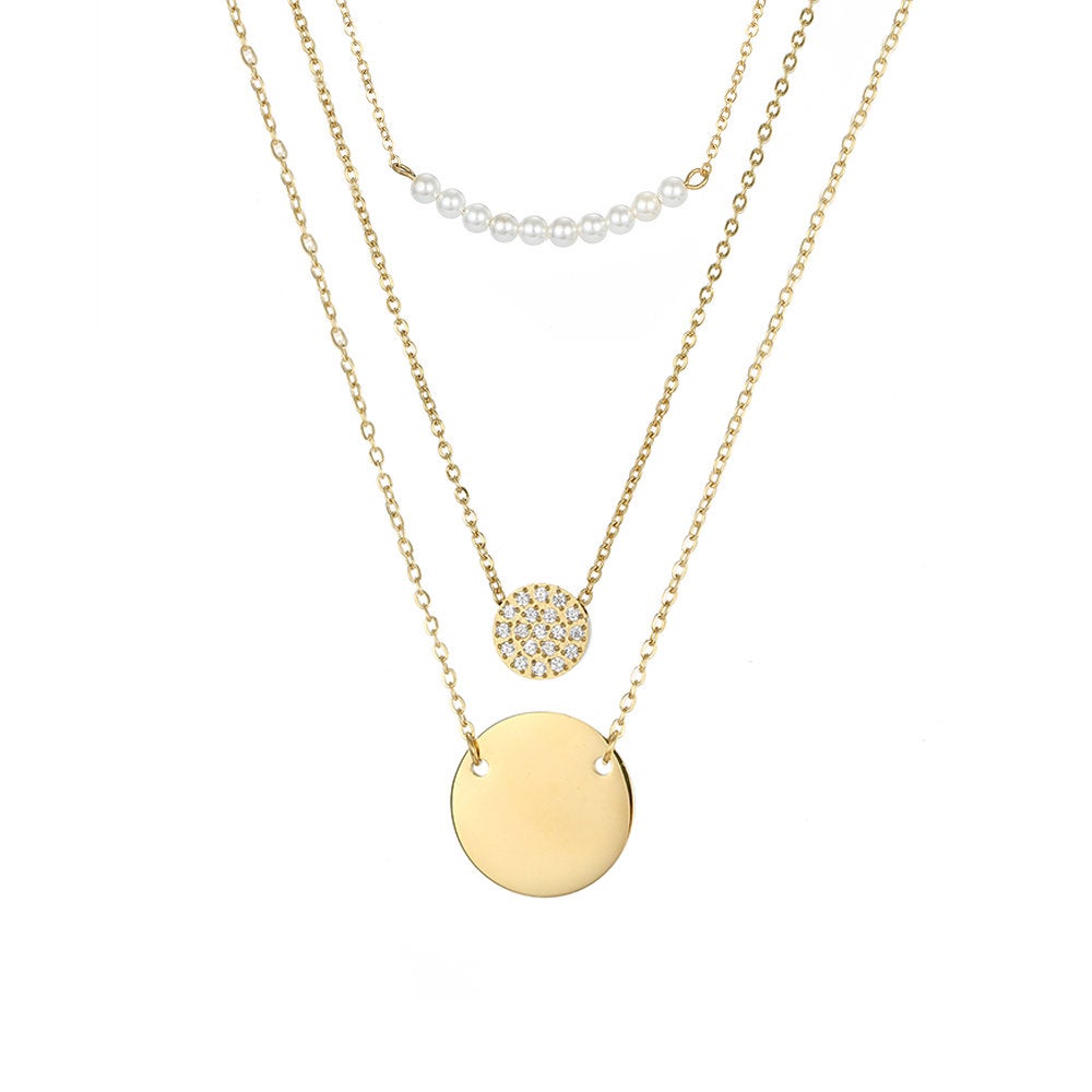 TRIO LACY CHARM LAYERED GOLD NECKLACE SET - Ora Gift