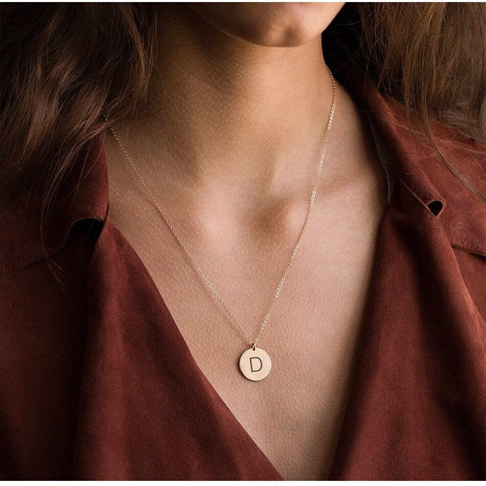 MINIMALIST INITIAL COIN NECKLACE - Ora Gift