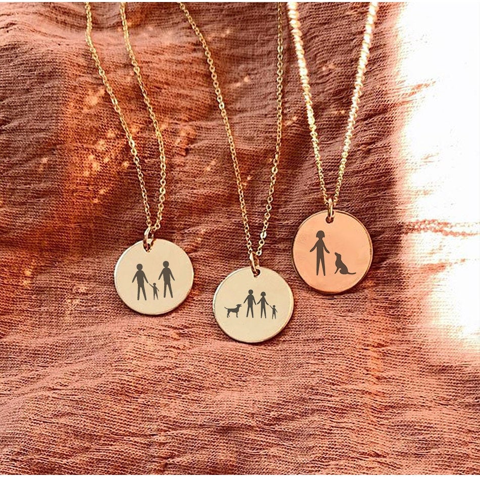 ONE OF A KIND FAMILY ILLUSTRATIONS NECKLACE - Ora Gift