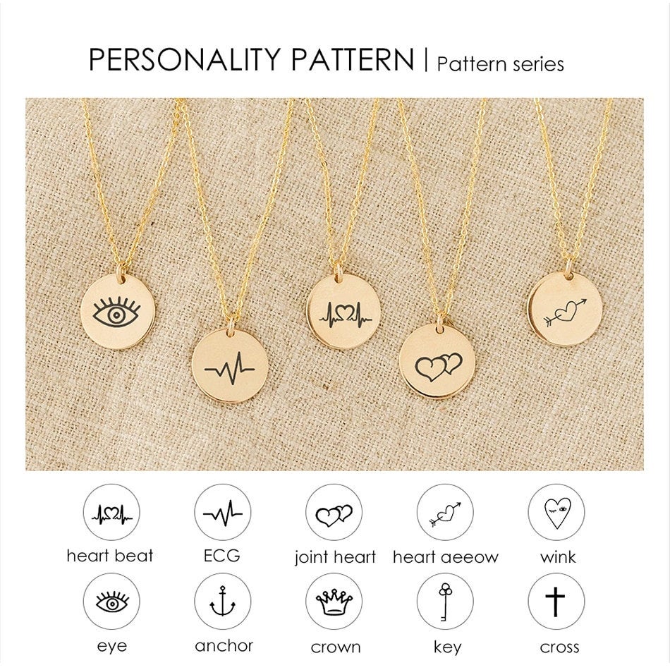 CUSTOM PERSONALITY ICON ENGRAVED DISC NECKLACE - Ora Gift