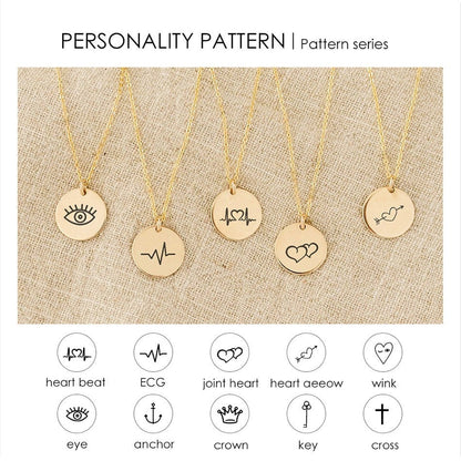 CUSTOM PERSONALITY ICON ENGRAVED DISC NECKLACE - Ora Gift
