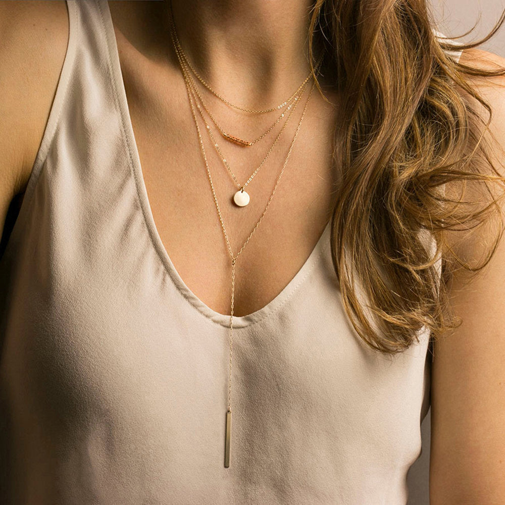 CHARMING MULTI LAYERED GOLD NECKLACE SET - Ora Gift