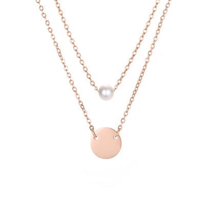 CUTE DISC AND PEARL LAYERED NECKLACE SET - Ora Gift