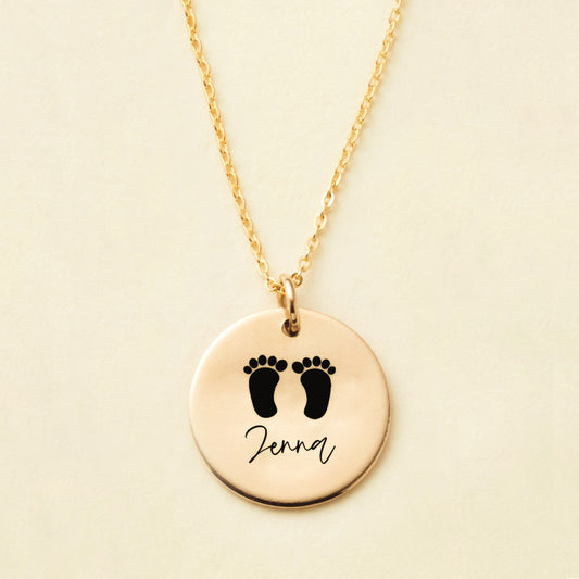 Engraved Mom Minimal Coin Necklace | Ora Gift Gold by Ora Gift