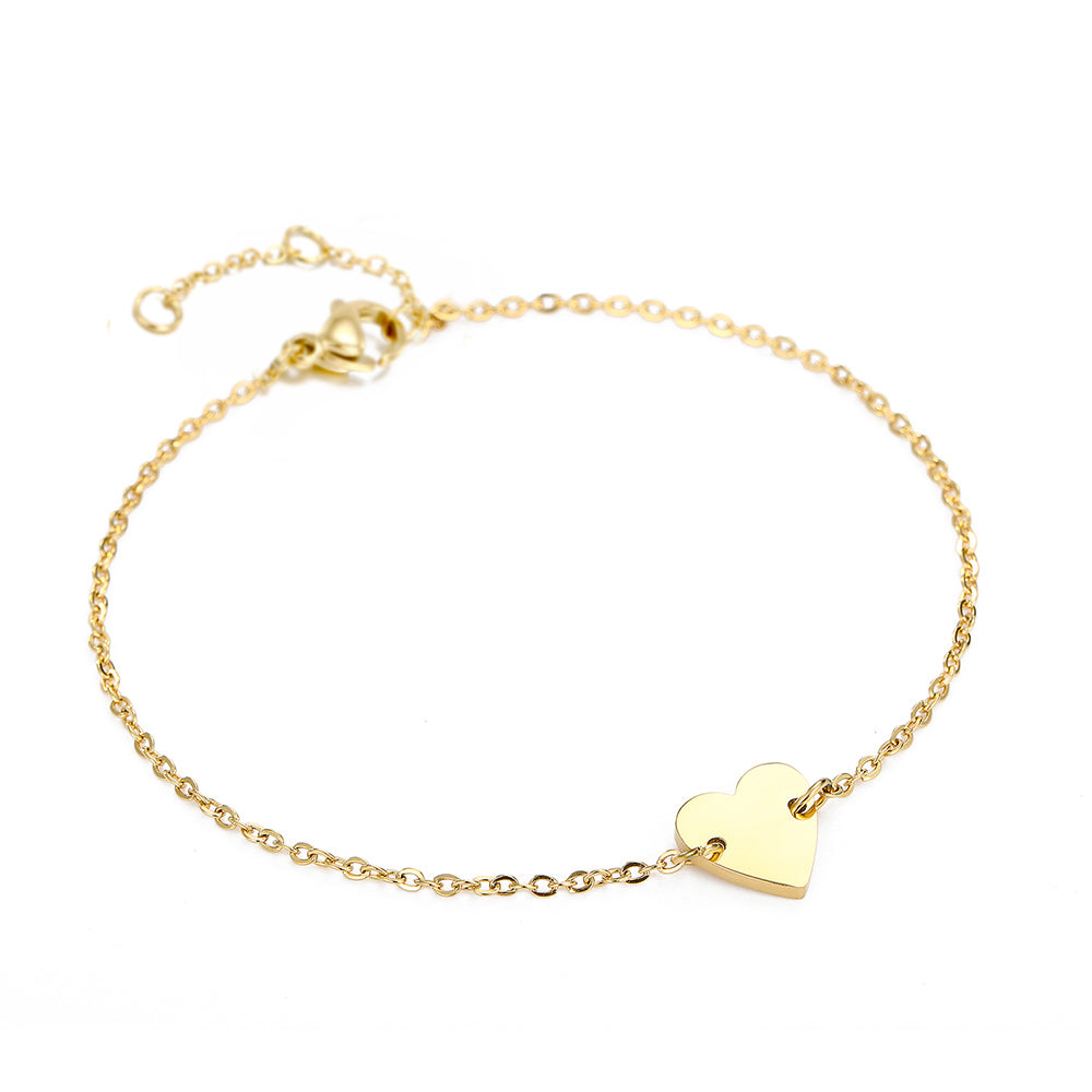 14K Rose Gold Initial Bracelet, Solid Rose Gold Letter Bracelet